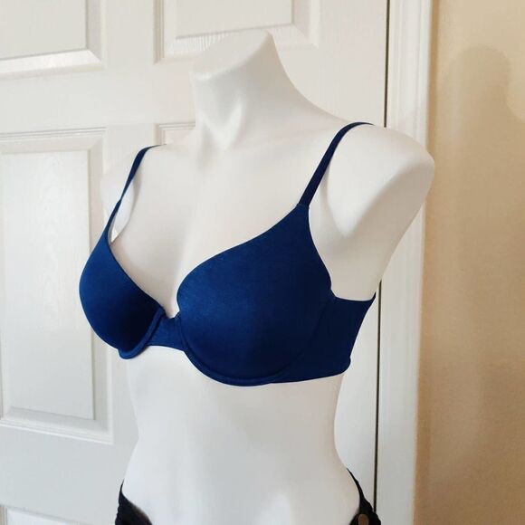 Victoria's Secret Uplift Semi Demi Bra blue sz 32D - Picture 1 of 13